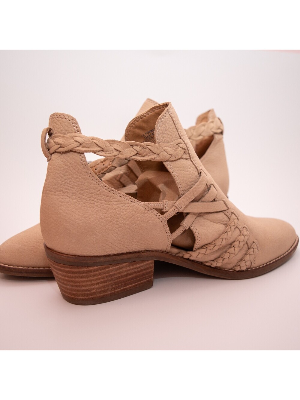 Lucky Brand Forbas Leather Cutout Booties Braided Boho Western Womens 9 - Picture 4 of 7